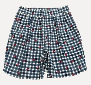P Galli Vtg 70s Strawberry Novelty High Waist Shorts Gingham Cottagecore Women L